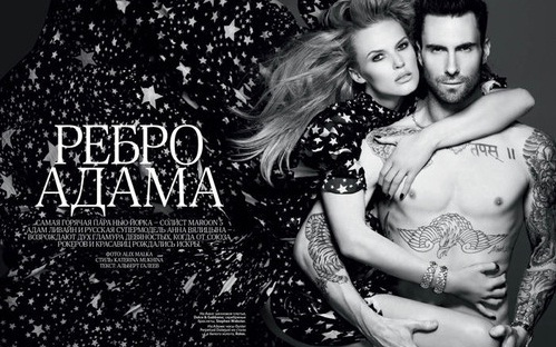 Солист “Maroon5” и его девушка обнажились для журнала “Vogue”